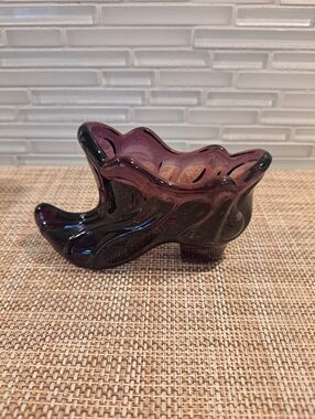 Vtg  Fenton Amethyst Glass Slipper Shoe